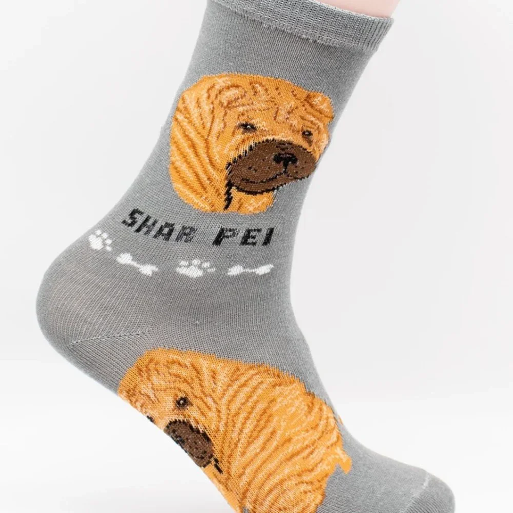 Shar Pei Fighting Dog Wrinkles Puppy Cute Dogs 2 Pairs Women's Foozys Socks